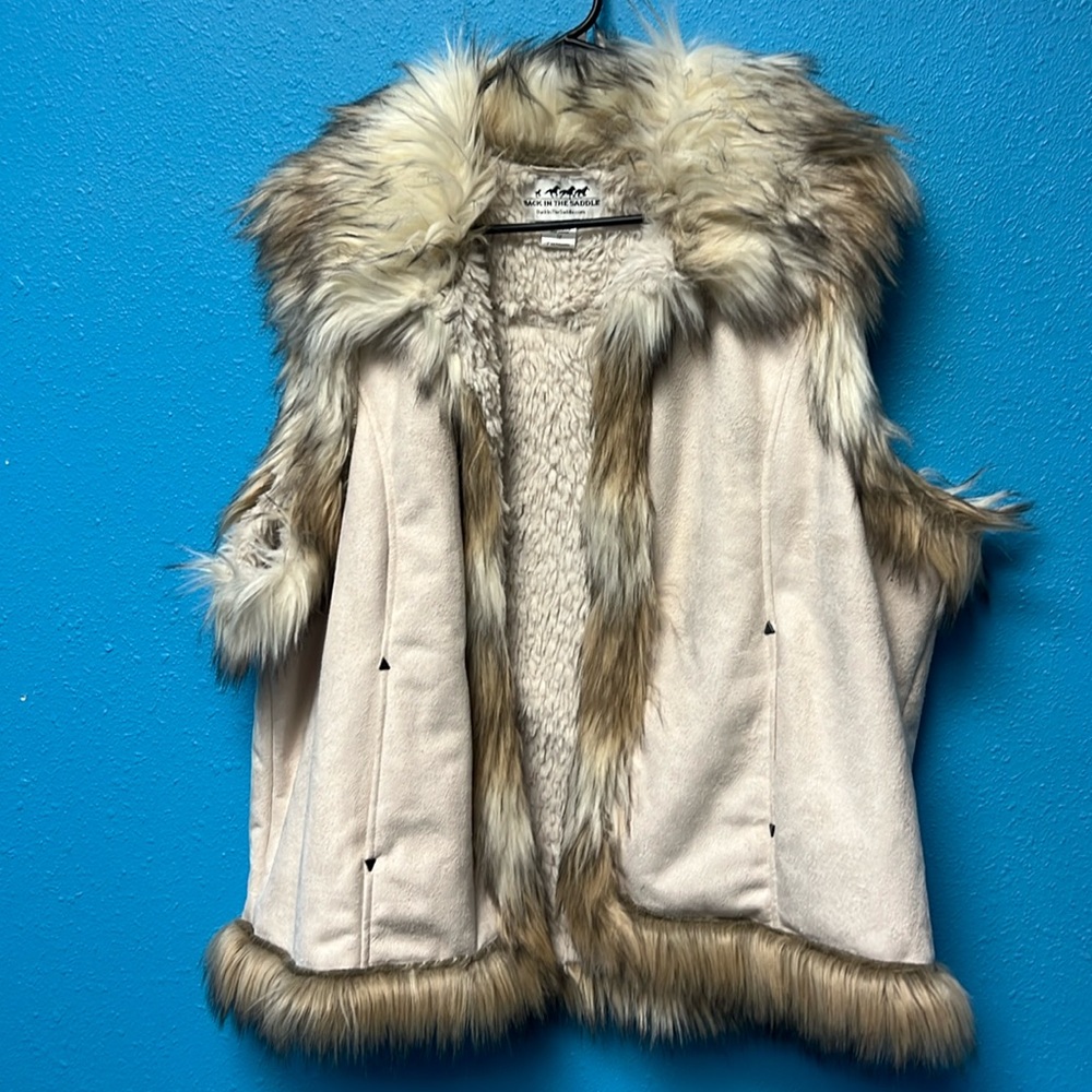 Back in the Saddle fuzzy fur lined vest women’s plus size 1X